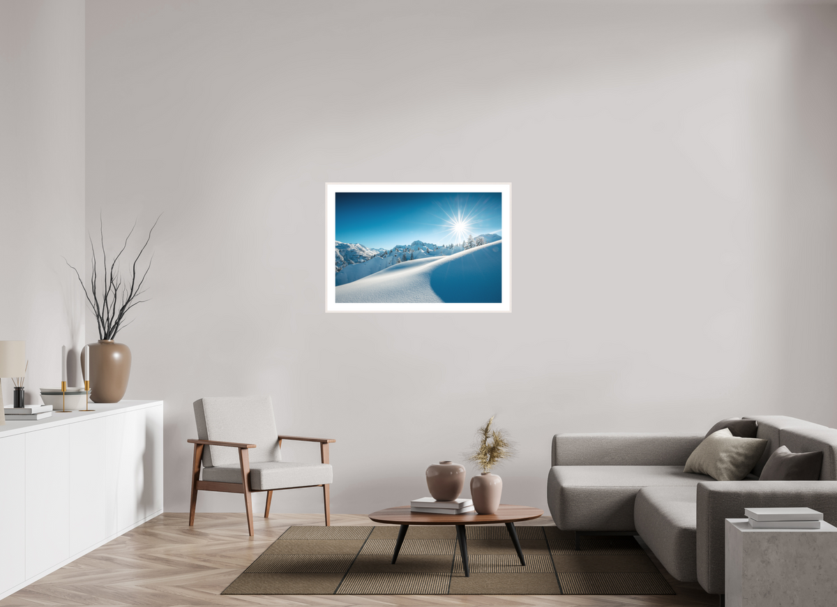 105 x 70 cm, Rahmen-Weiß Morning Light Above Lech