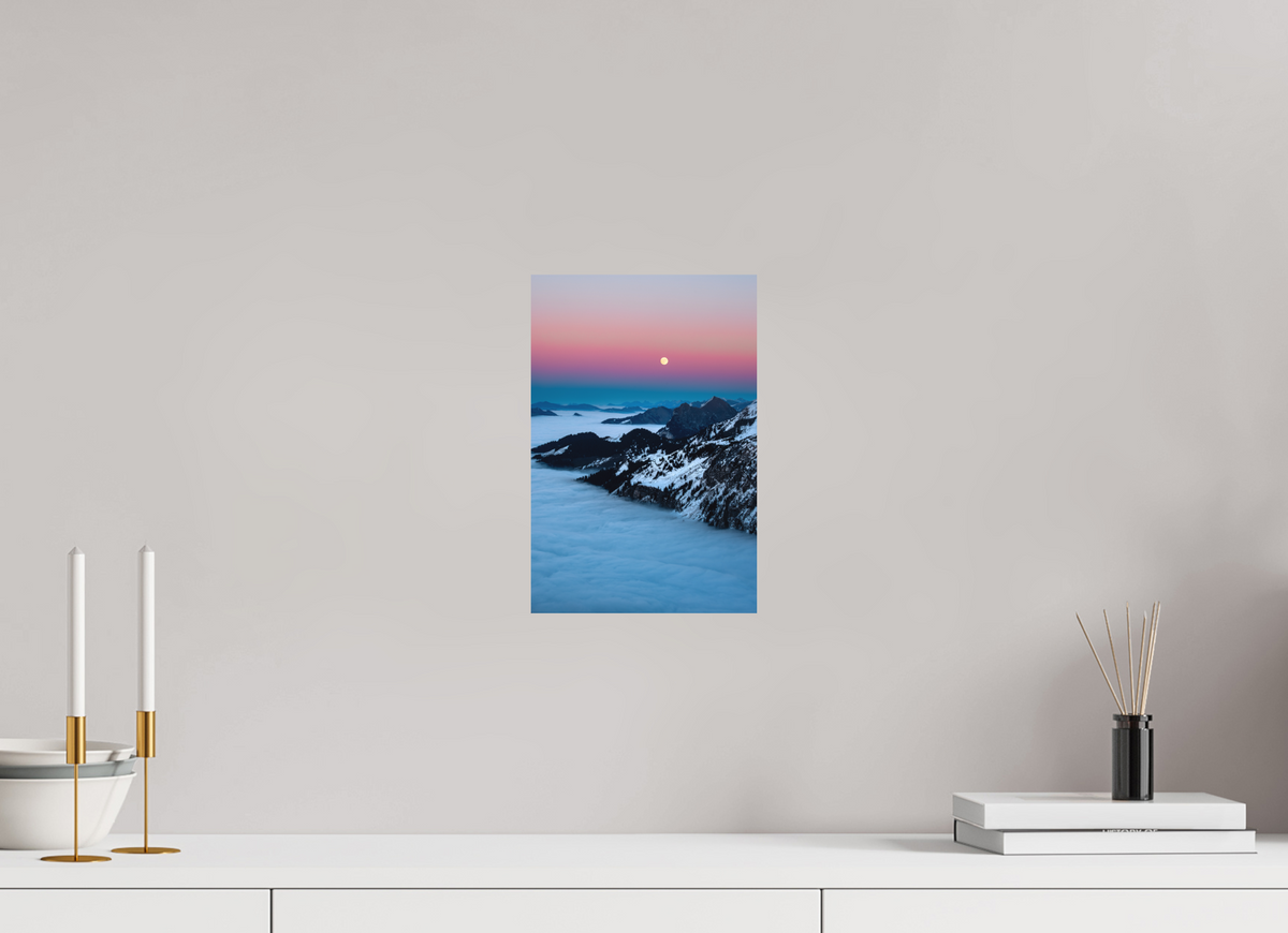 20 x 30 cm, Papierprint ohne Rahmen Moonrise Over the Sea of Fog, Hohe Matona