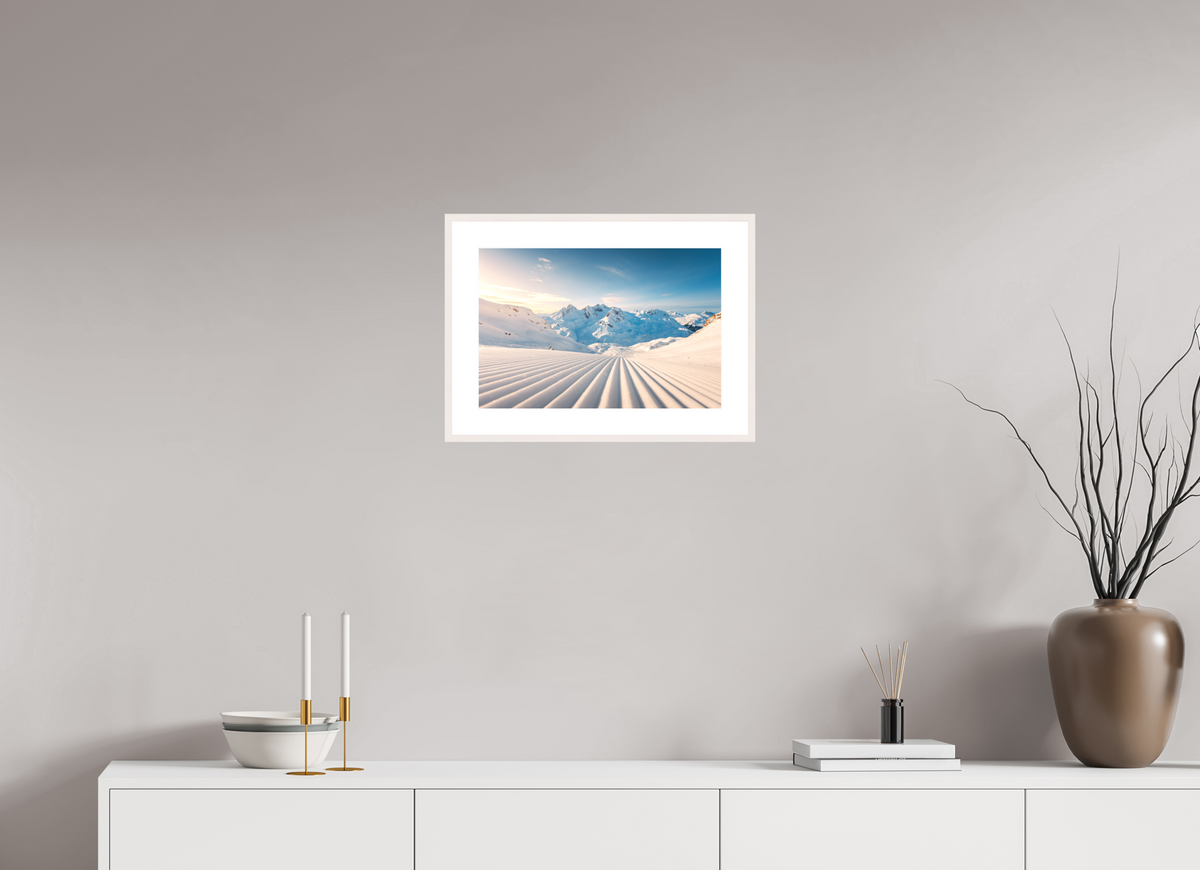 45 x 30 cm, Rahmen-Weiß Freshly Groomed Slope, Zürs