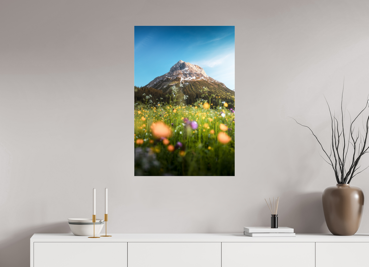 60 x 90 cm, Photo Print Under Acrylic Glass Omeshorn in the Sunset Glow, Lech