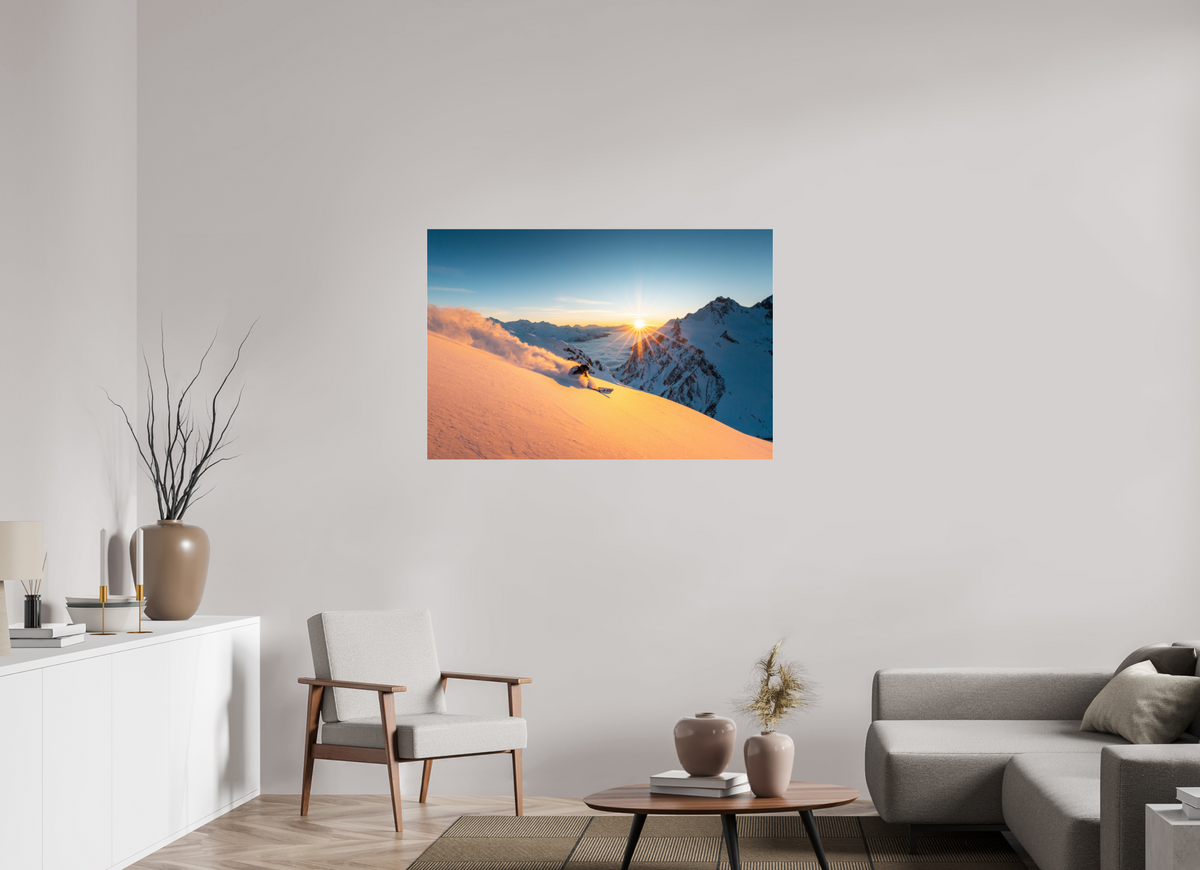120 x 80 cm, Photo Print Under Acrylic Glass Freeride at Sunset, Trittkopf, Arlberg