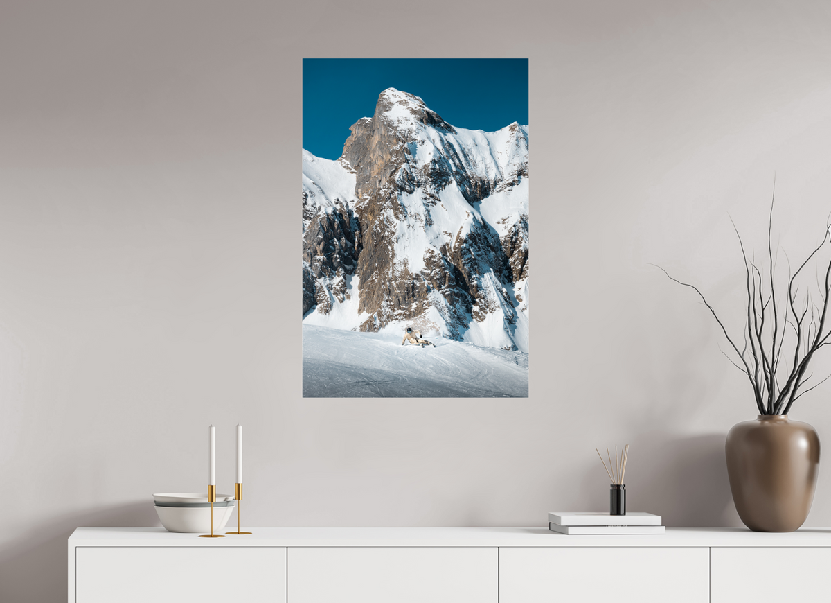 60 x 90 cm, Photo Print Under Acrylic Glass Snowy Rock Face in Winter