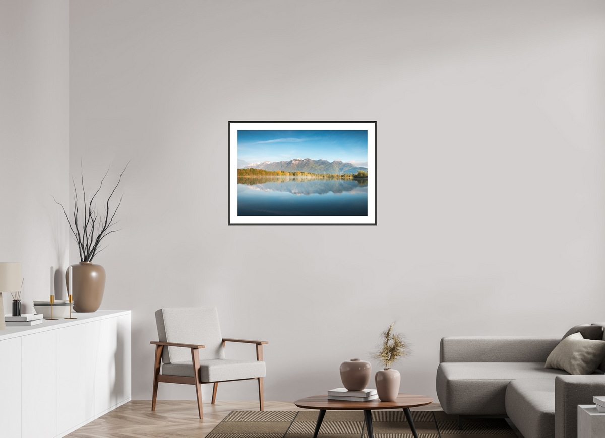 90 x 60 cm, Rahmen-Schwarz Baggerlöcher Reflection, Feldkirch