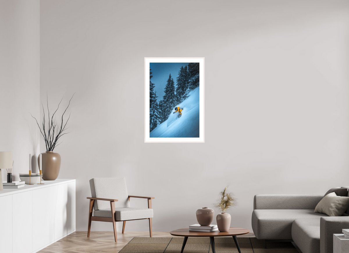 60 x 90 cm, Rahmen-Weiß Powder Turn at the Sonnenkopf, Klostertal