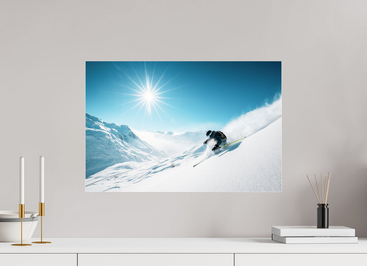 60 x 40 cm, Photo Print Under Acrylic Glass Freeride Action, Zürs