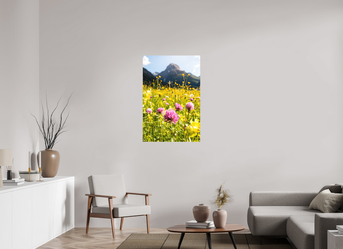 70 x 105 cm, Papierprint ohne Rahmen Wildflower Meadow Below the Peak