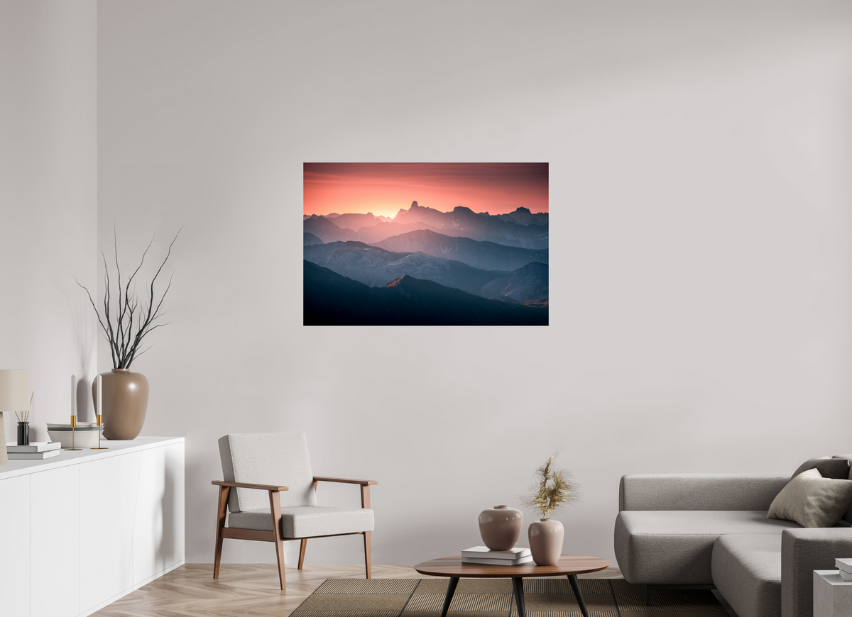 120 x 80 cm, Photo Print Under Acrylic Glass Mountain Layers Below the Mohnenfluh, Lech
