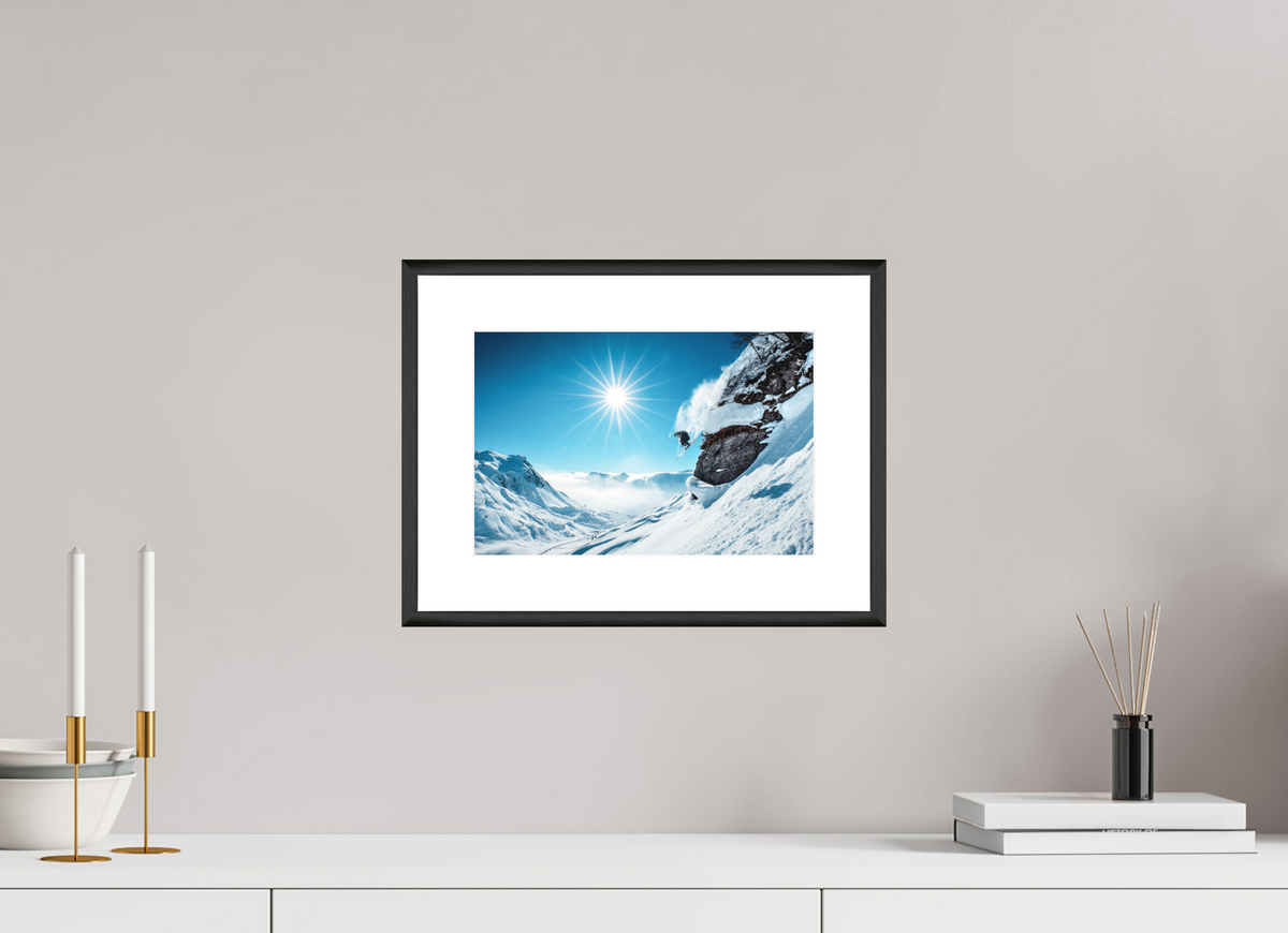 30 x 20 cm, Rahmen-Schwarz Freeride Jump, Lech Zürs