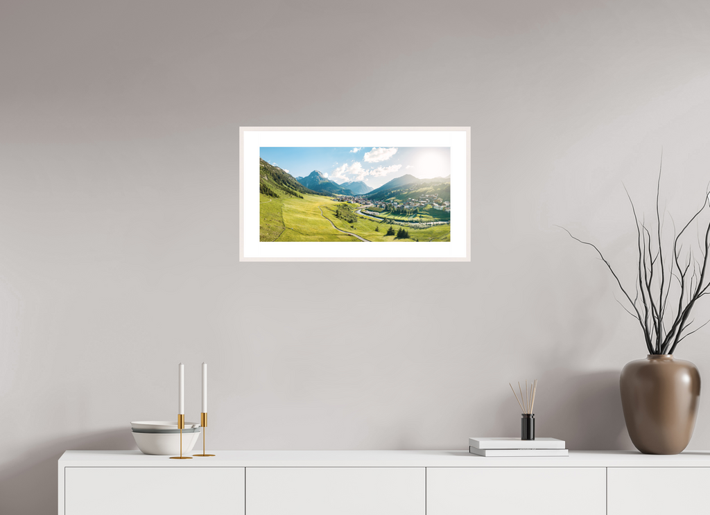 59,6 x 30 cm, Rahmen-Weiß Lech in Summer, Arlberg