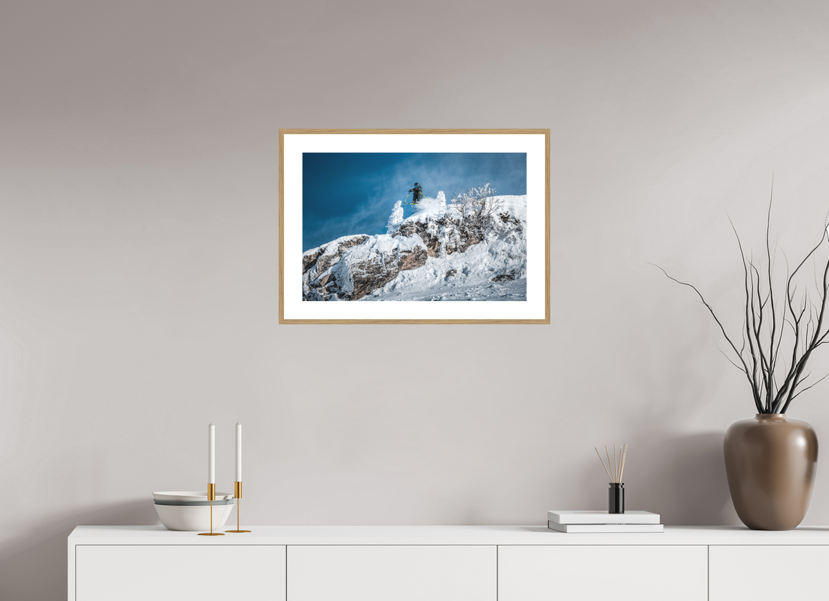 60 x 40 cm, Rahmen-Holzoptik St. Anton Skiing, Arlberg Austria