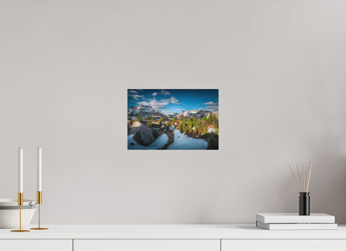 30 x 20 cm, Papierprint ohne Rahmen Spring Panorama With the Biberkopf, Lech