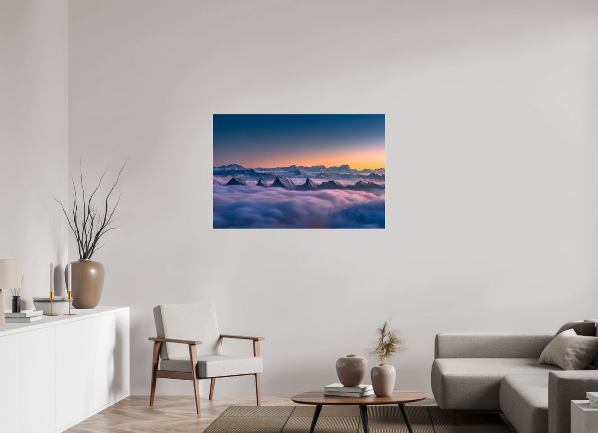 120 x 80 cm, Photo Print Under Acrylic Glass Peaks Above the Sea of Fog