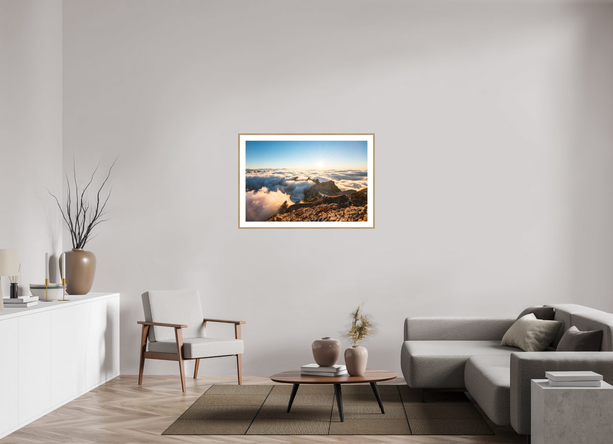 105 x 70 cm, Rahmen-Holzoptik Säntis Sunset Clouds, Switzerland