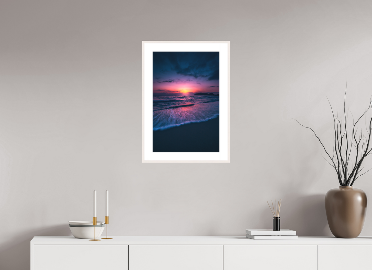 40 x 60 cm, Rahmen-Weiß Falassarna Evening, Crete Beach