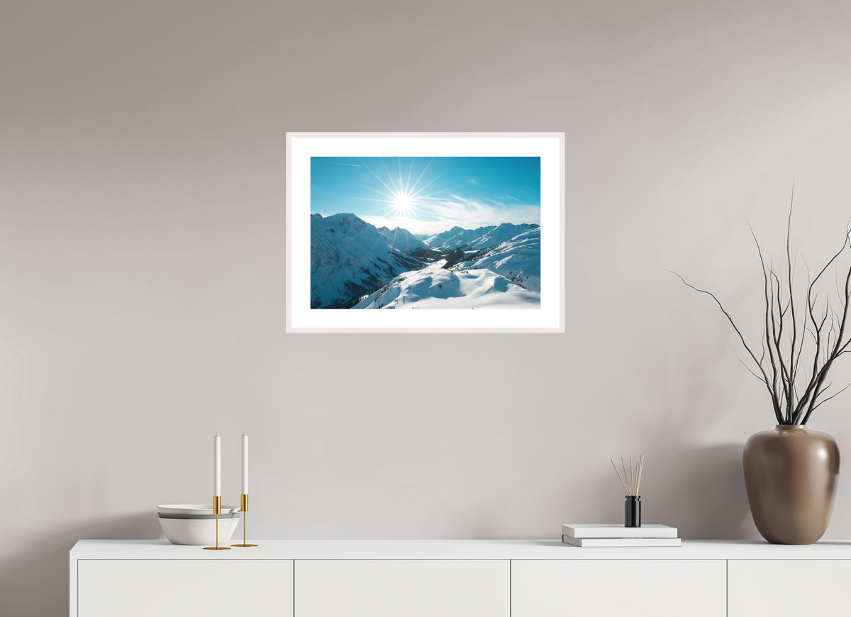 60 x 40 cm, Rahmen-Weiß Winter Mood in the Zugertal, Lech