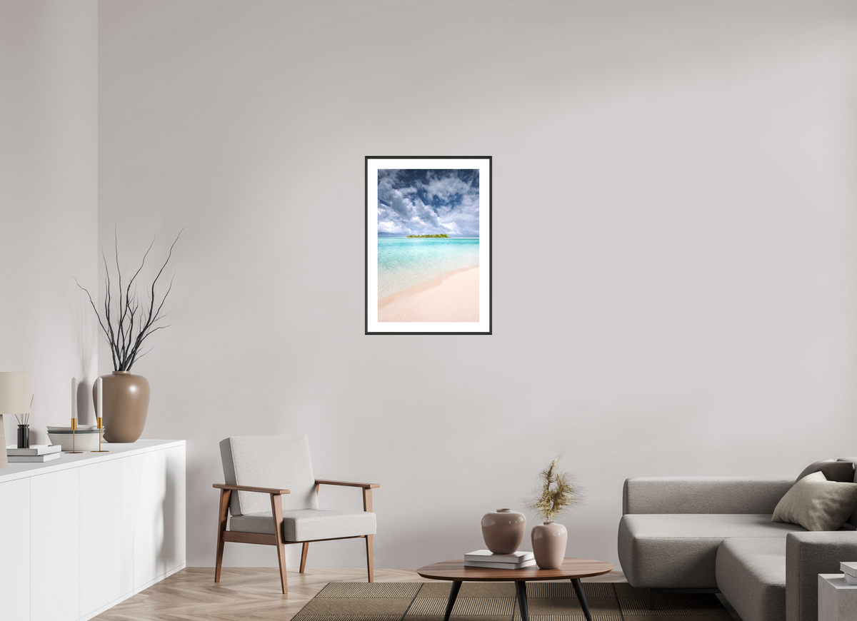 50 x 75 cm, Rahmen-Schwarz Tropical Coastline, Aitutaki