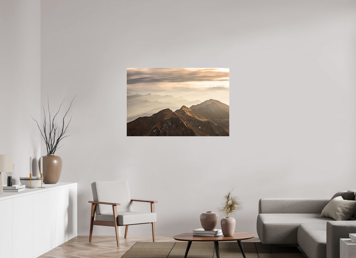 120 x 80 cm, Photo Print Under Acrylic Glass Alpine Cloud Inversion at Sunset