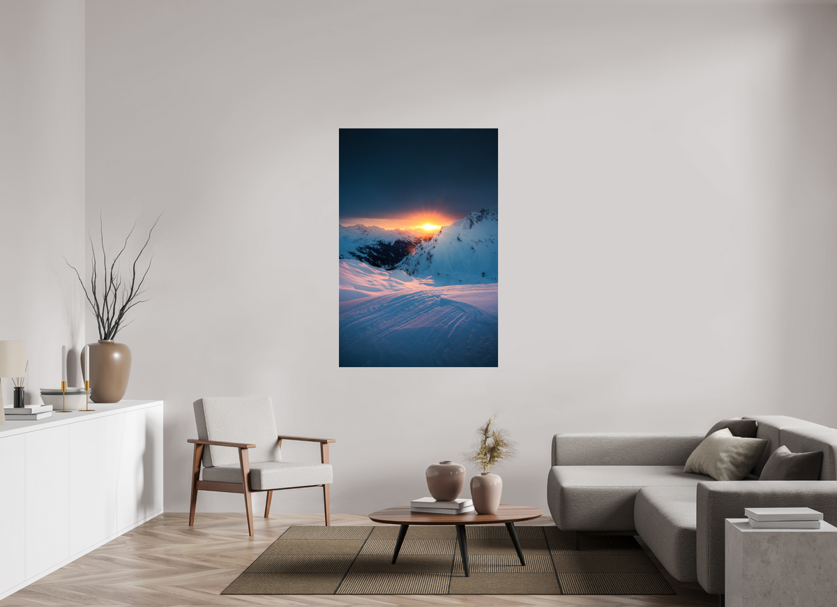 100 x 150 cm, Photo Print Under Acrylic Glass Sunset Above Zürs, Arlberg