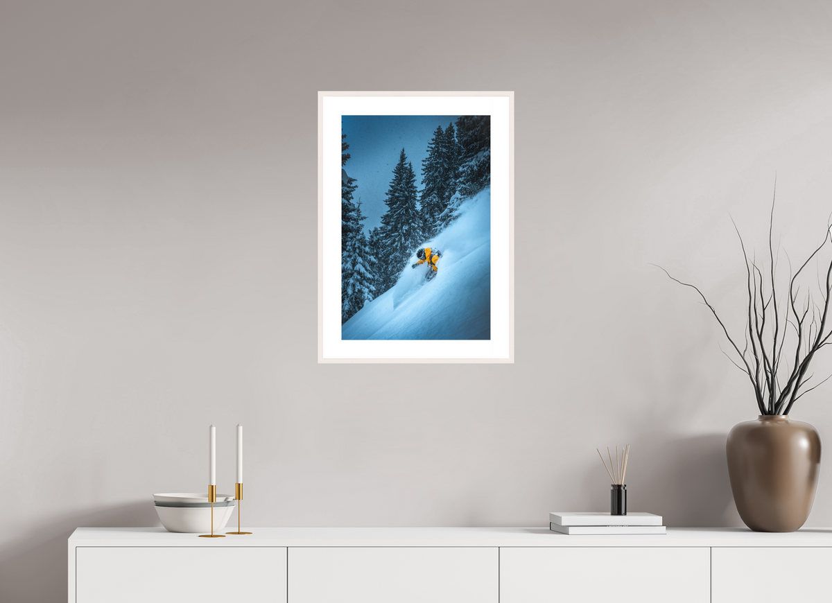 40 x 60 cm, Rahmen-Weiß Powder Turn at the Sonnenkopf, Klostertal