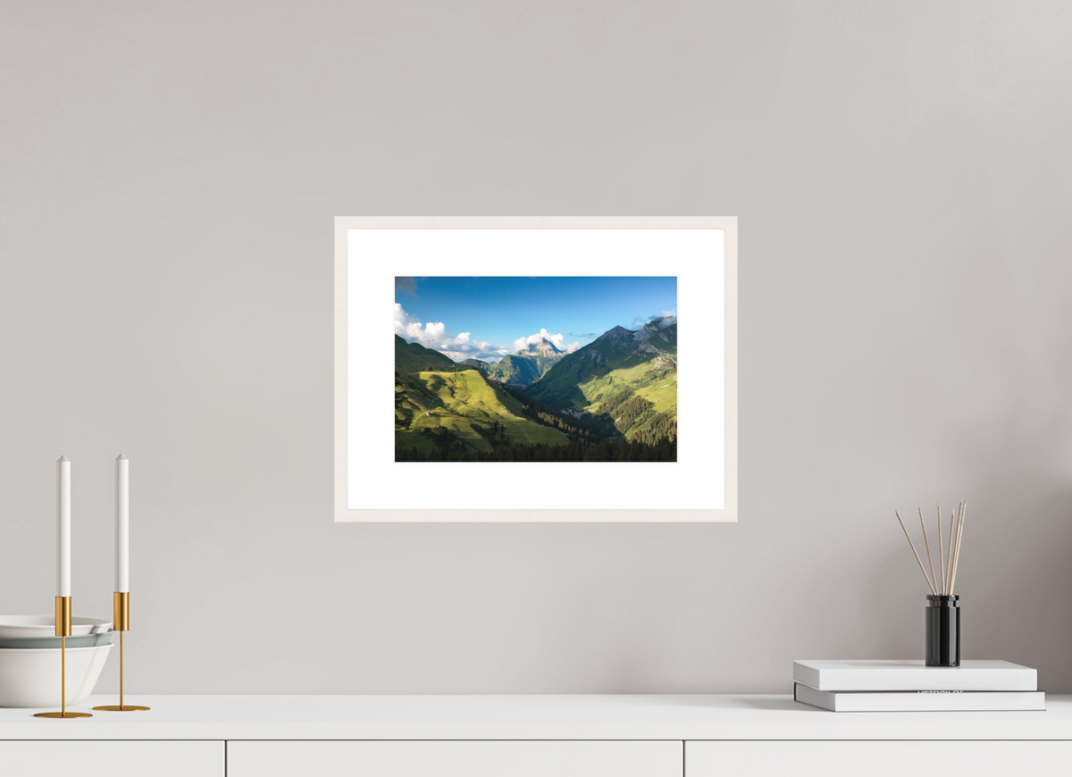 30 x 20 cm, Rahmen-Weiß Valley View to the Biberkopf, Warth