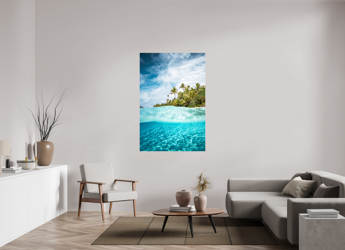 100 x 150 cm, Photo Print Under Acrylic Glass Above and Below the Waterline, Aitutaki