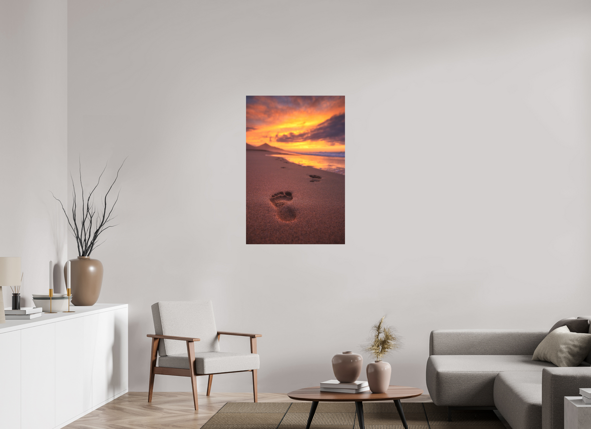 70 x 105 cm, Papierprint ohne Rahmen Footprints at Sunset, Cofete, Fuerteventura