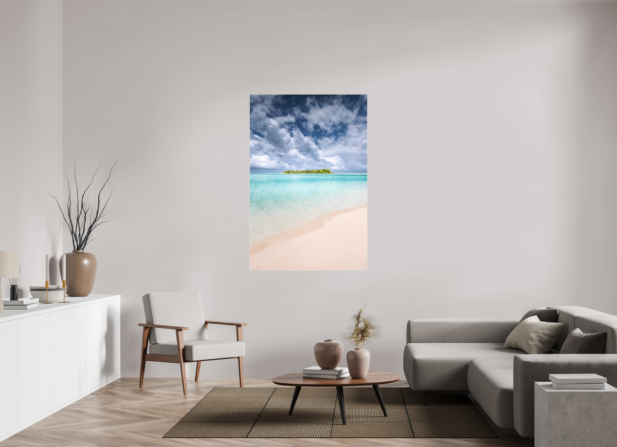 100 x 150 cm, Photo Print Under Acrylic Glass Tropical Coastline, Aitutaki
