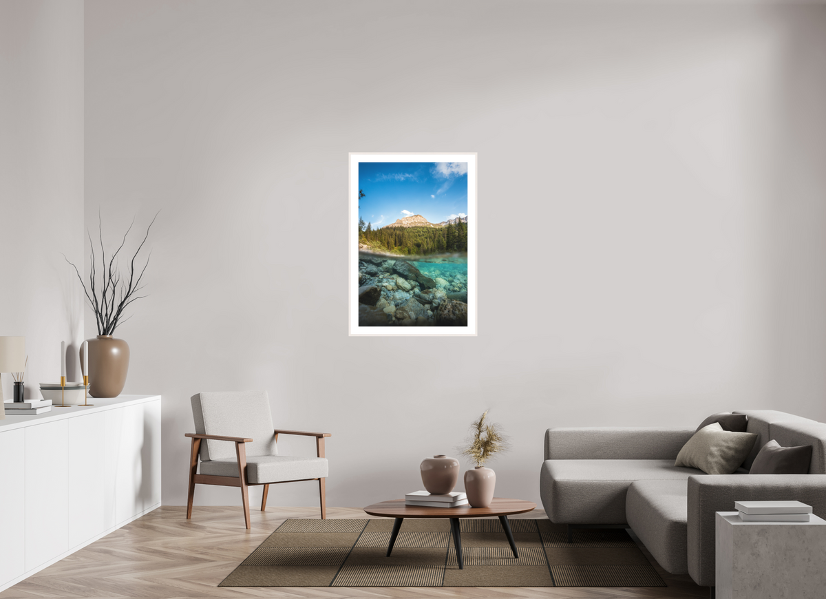 70 x 105 cm, Rahmen-Weiß Summer on the Lech River, Arlberg