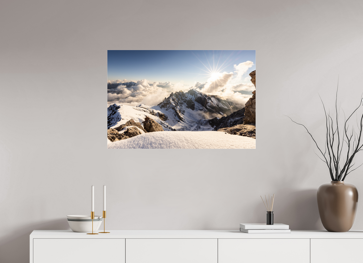 90 x 60 cm, Photo Print Under Acrylic Glass Dramatic Sunset at the Valluga, Arlberg
