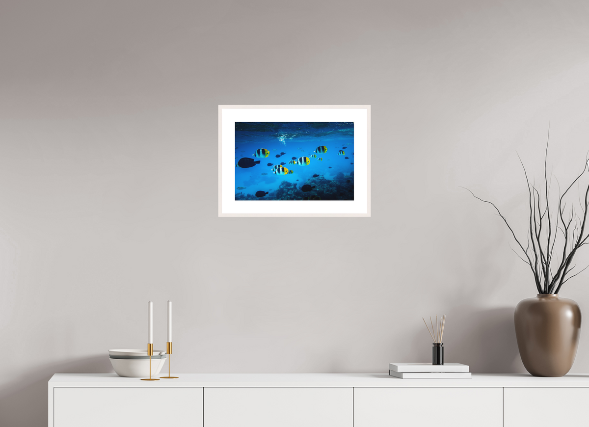45 x 30 cm, Rahmen-Weiß Tropical Fish, Bora Bora