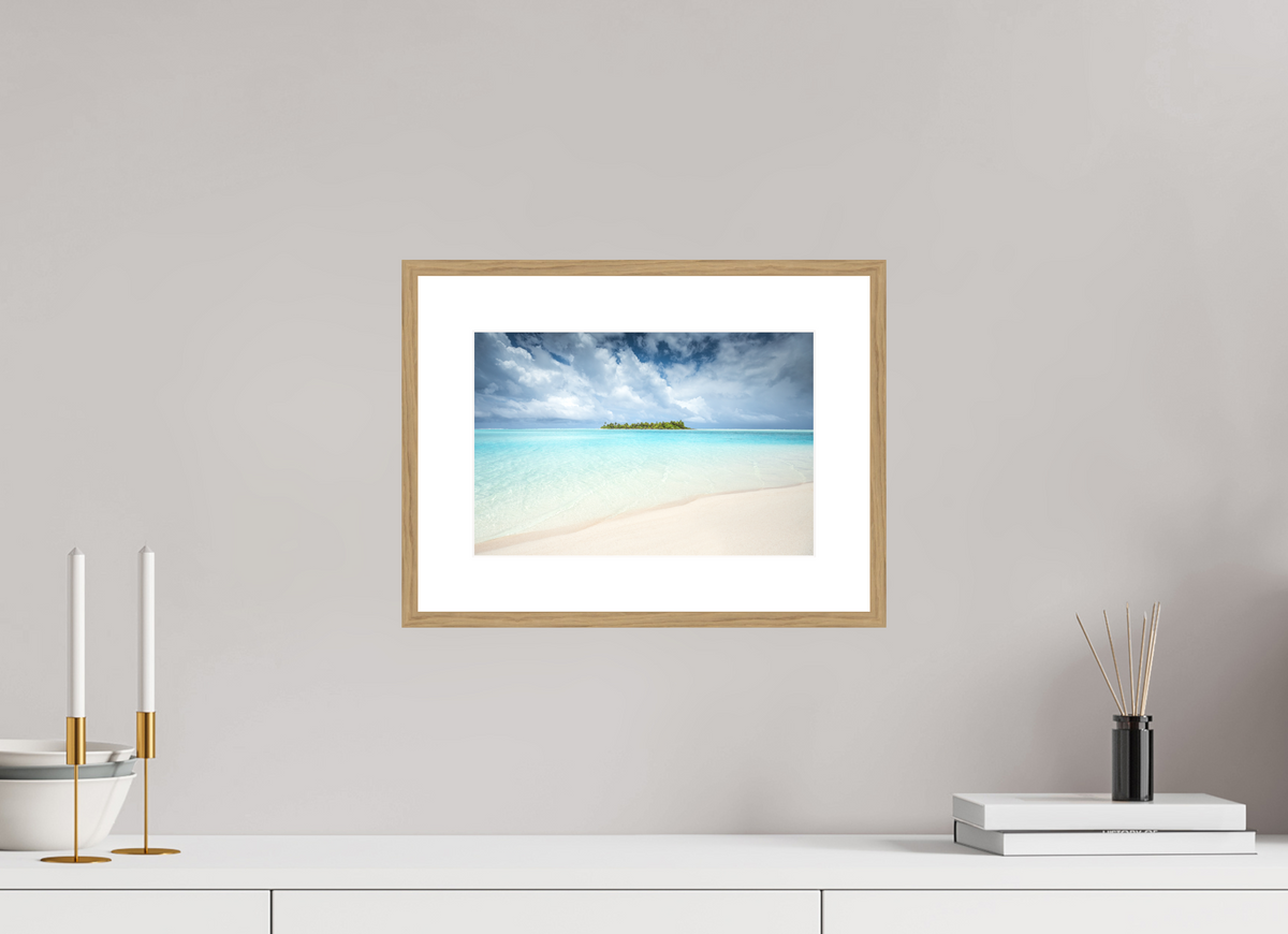 30 x 20 cm, Rahmen-Holzoptik Island in the Lagoon, Aitutaki