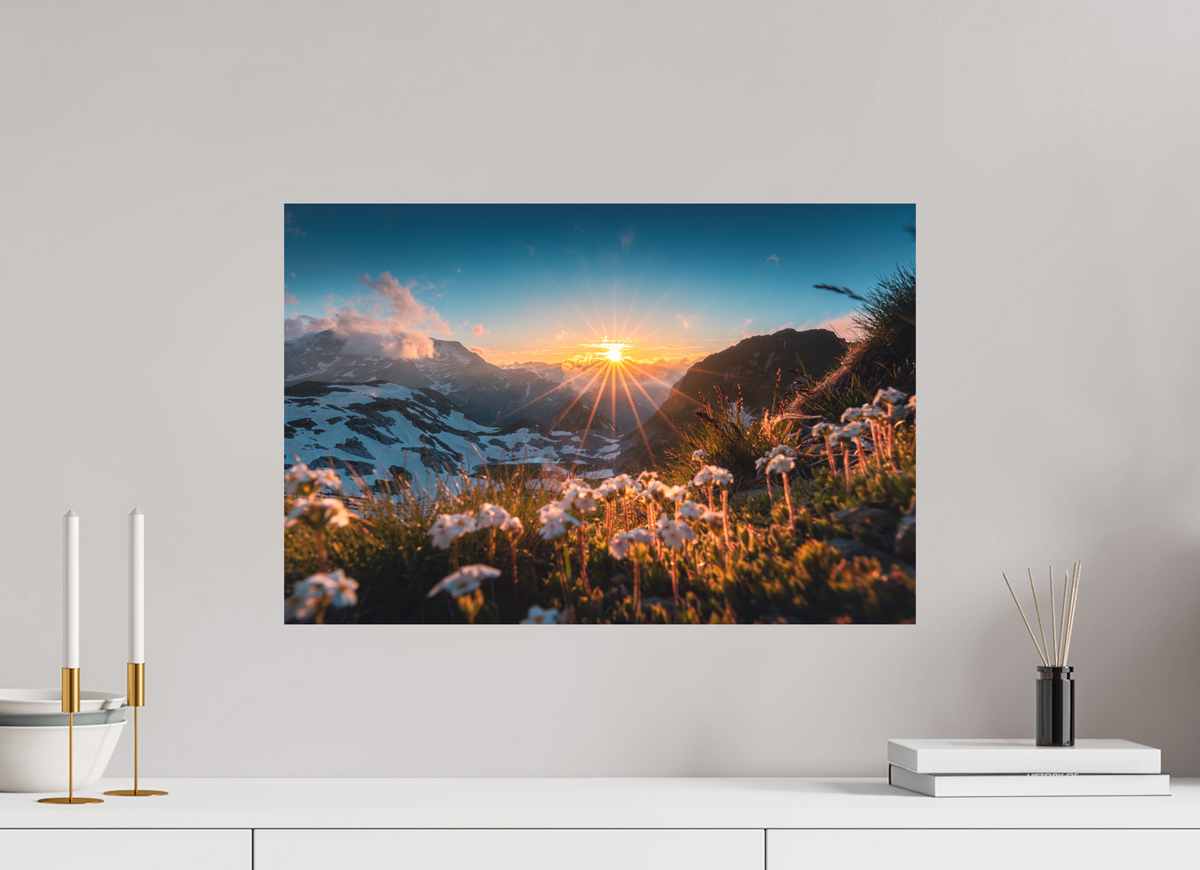 60 x 40 cm, Papierprint ohne Rahmen Sunset at the Madloch, Arlberg