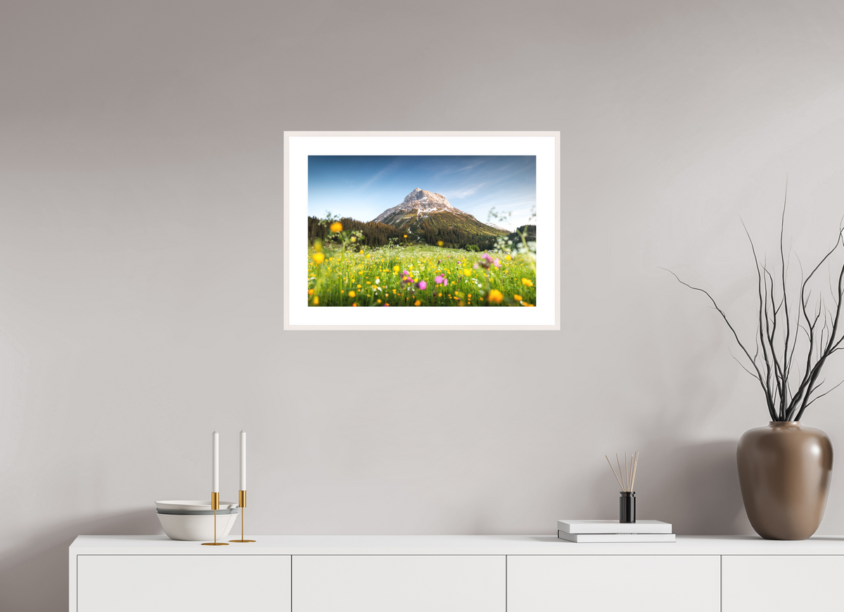 60 x 40 cm, Rahmen-Weiß Omeshorn, Lech Alps