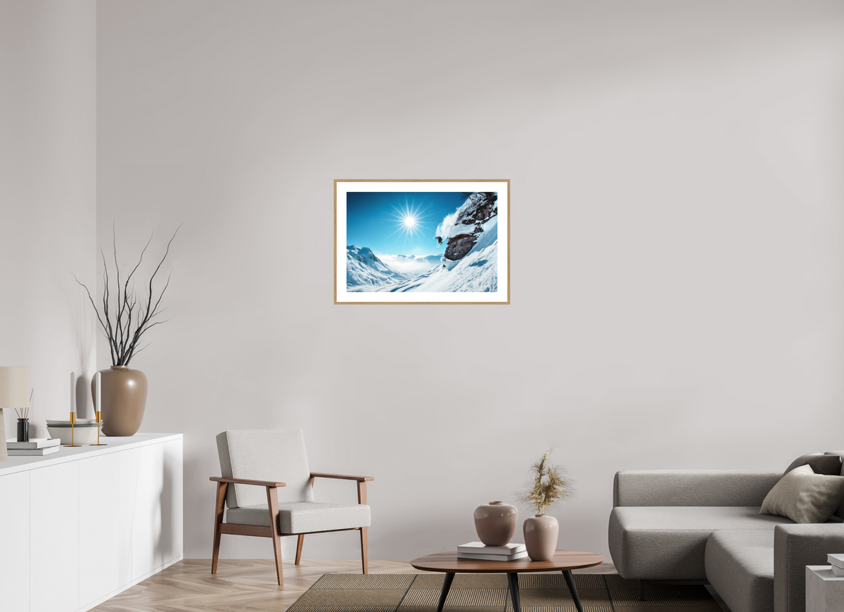 75 x 50 cm, Rahmen-Holzoptik Freeride Jump, Lech Zürs
