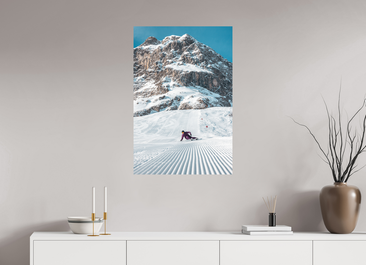 60 x 90 cm, Papierprint ohne Rahmen Carving in Zürs, Arlberg