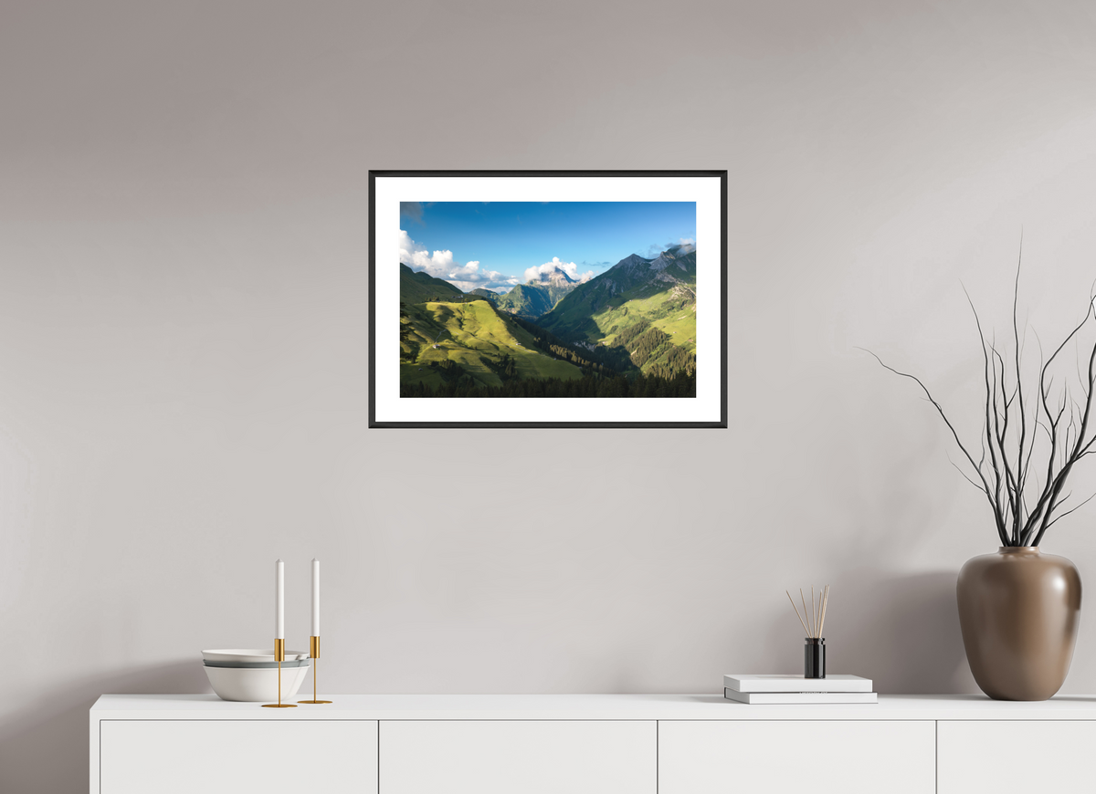 60 x 40 cm, Rahmen-Schwarz Valley View to the Biberkopf, Warth