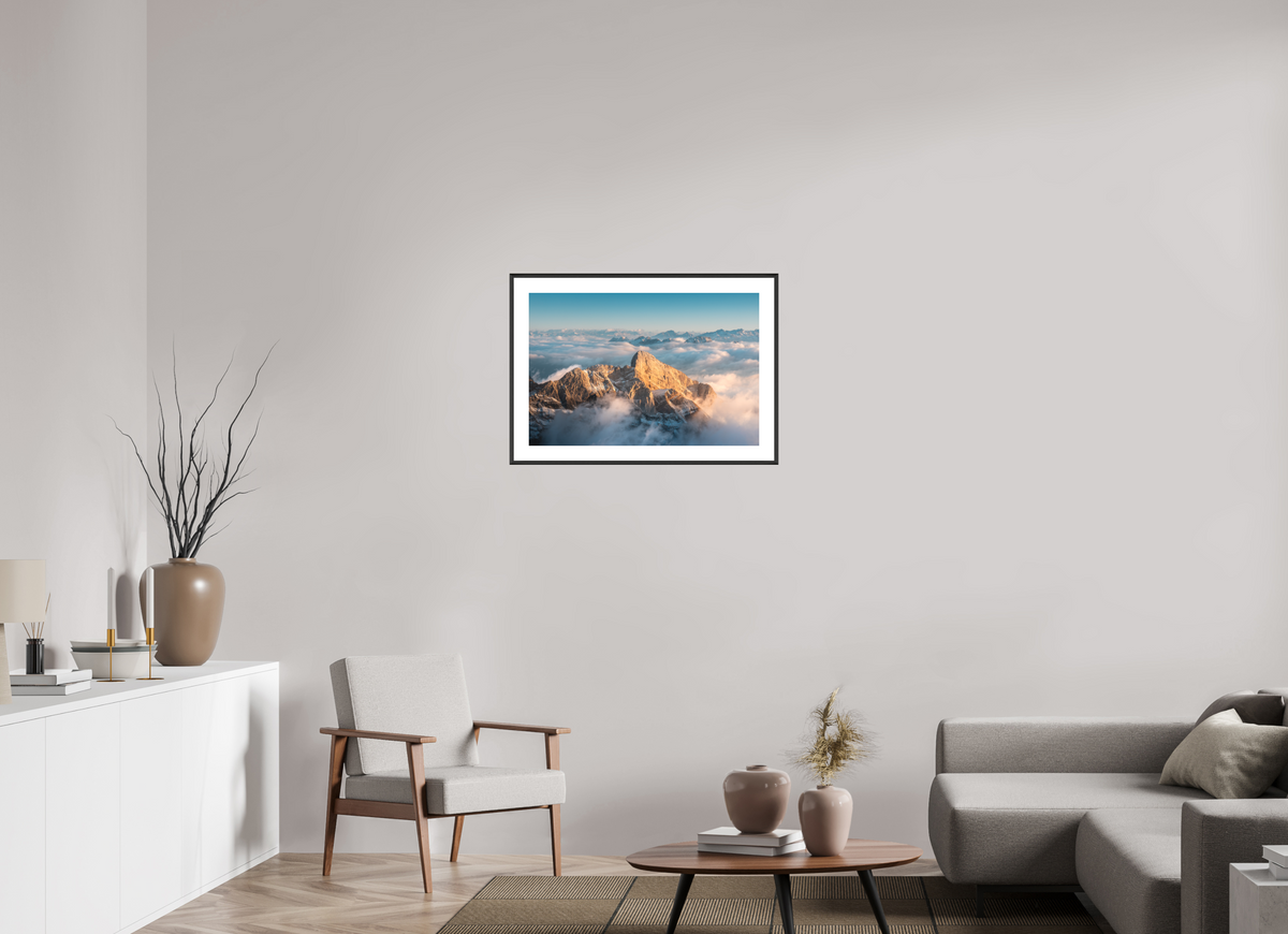 75 x 50 cm, Rahmen-Schwarz Säntis Sunset, Switzerland Alps