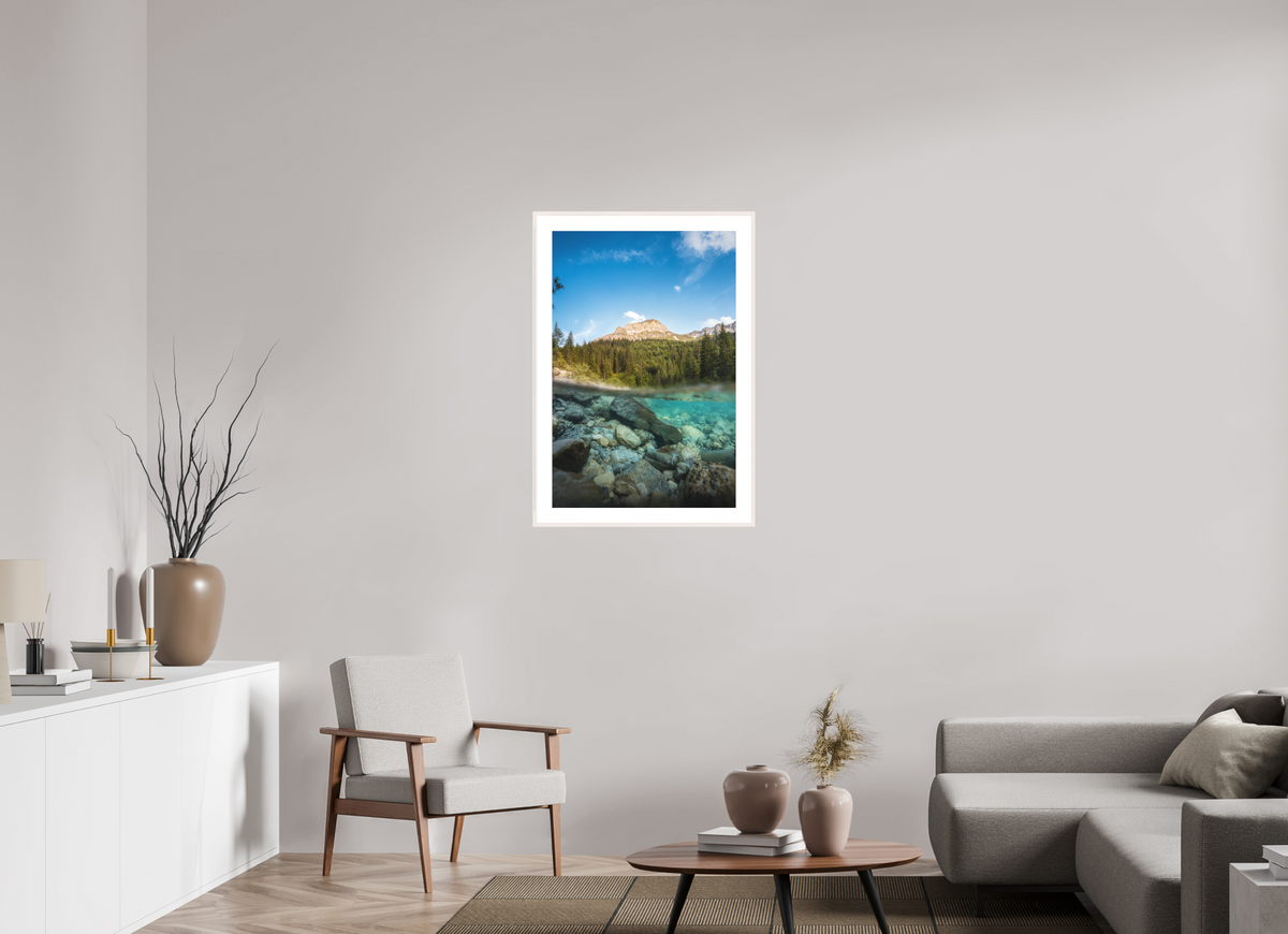 60 x 90 cm, Rahmen-Weiß Summer on the Lech River, Arlberg