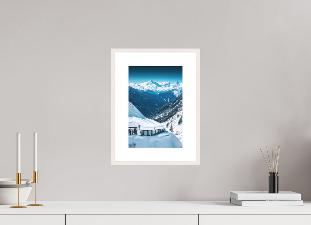 20 x 30 cm, Rahmen-Weiß Ski Jump at the Flexenpass, Arlberg