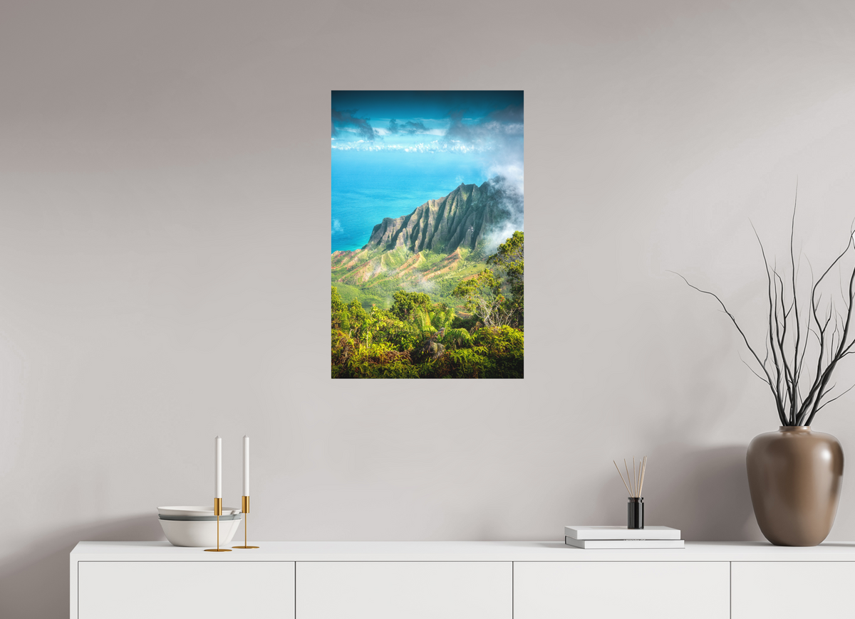 50 x 75 cm, Papierprint ohne Rahmen Kalalau Valley Viewpoint, Kauai Hawaii