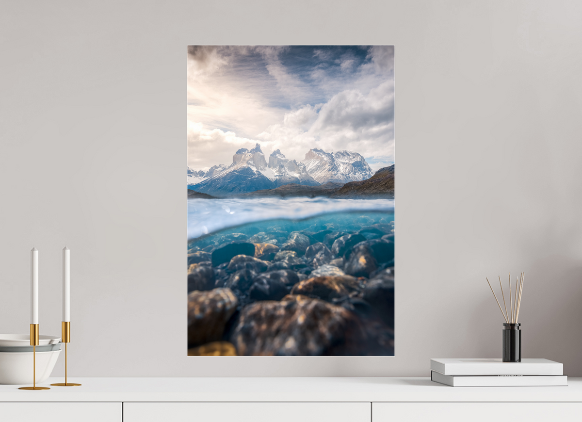40 x 60 cm, Photo Print Under Acrylic Glass Torres del Paine, Reflection