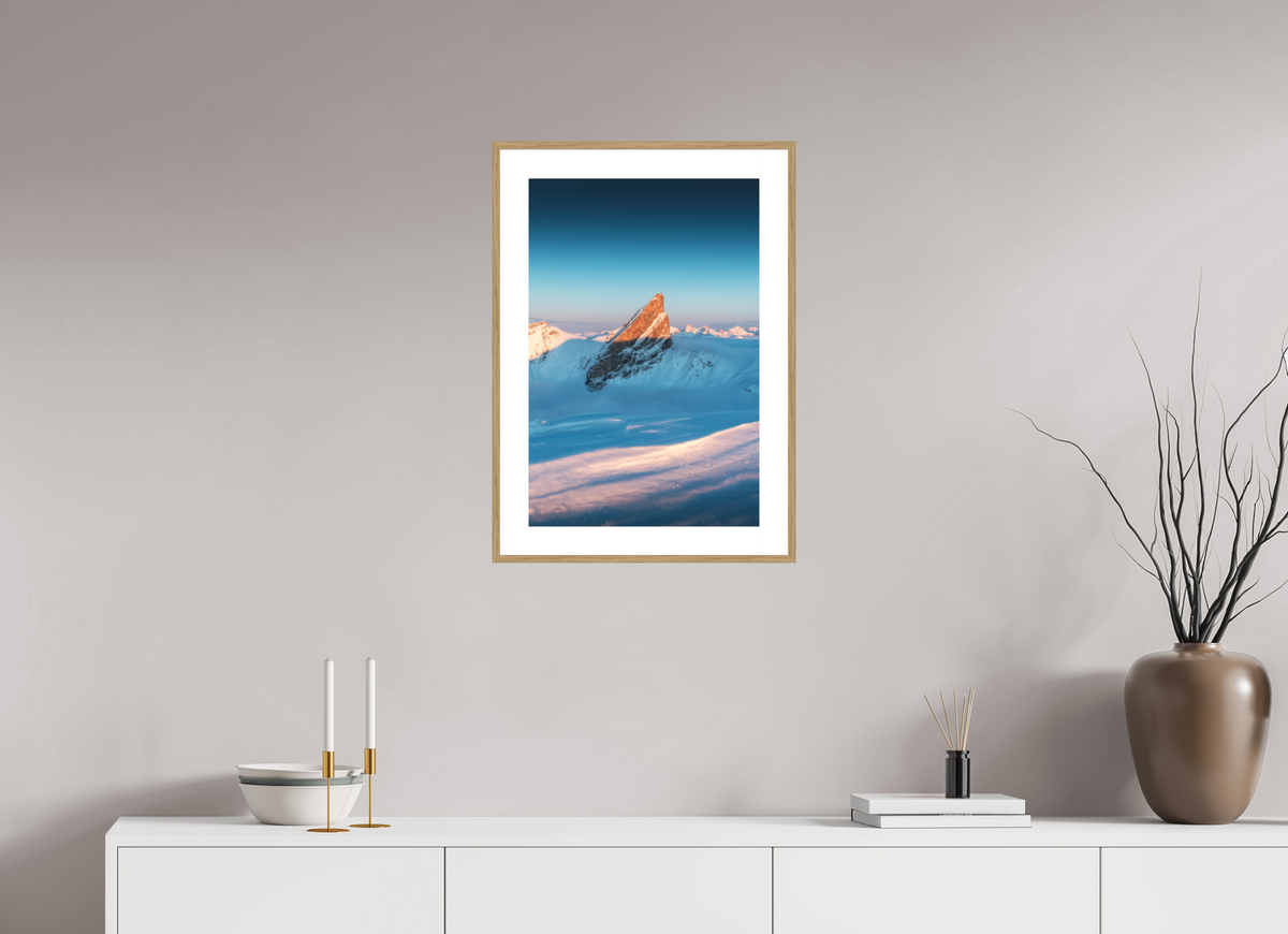 40 x 60 cm, Rahmen-Holzoptik Roggspitze Sunset Light, Arlberg