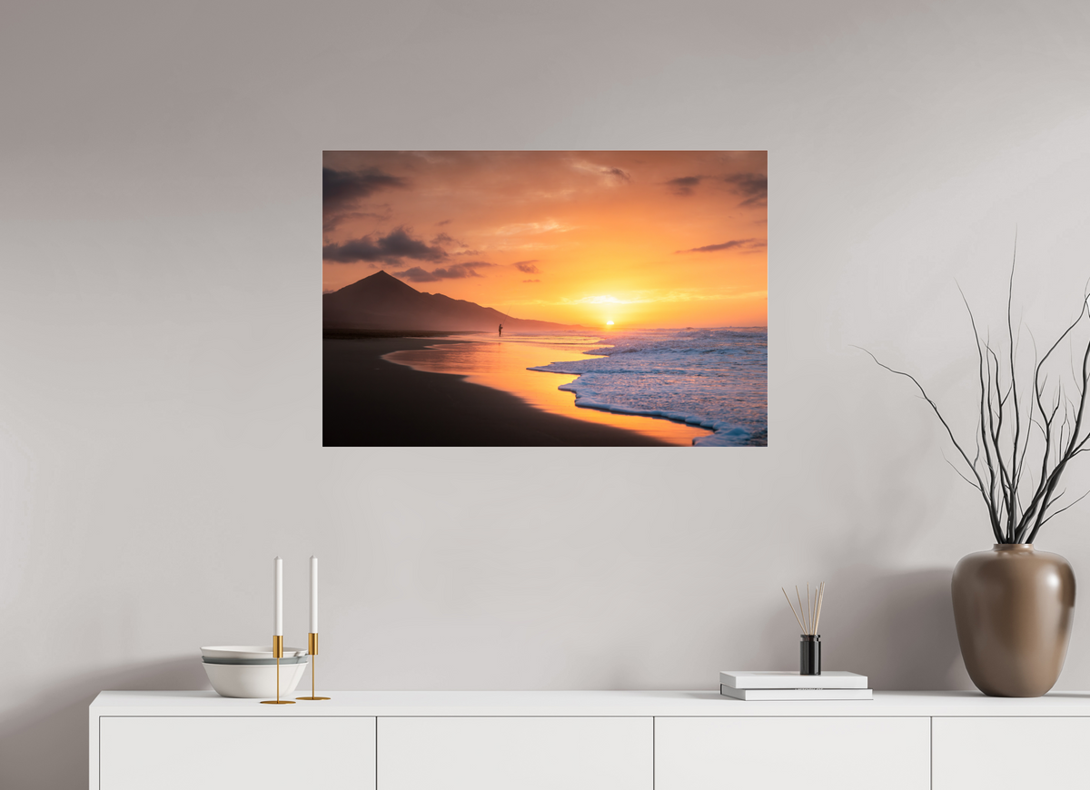 90 x 60 cm, Photo Print Under Acrylic Glass Sunset Angler at Cofete, Fuerteventura