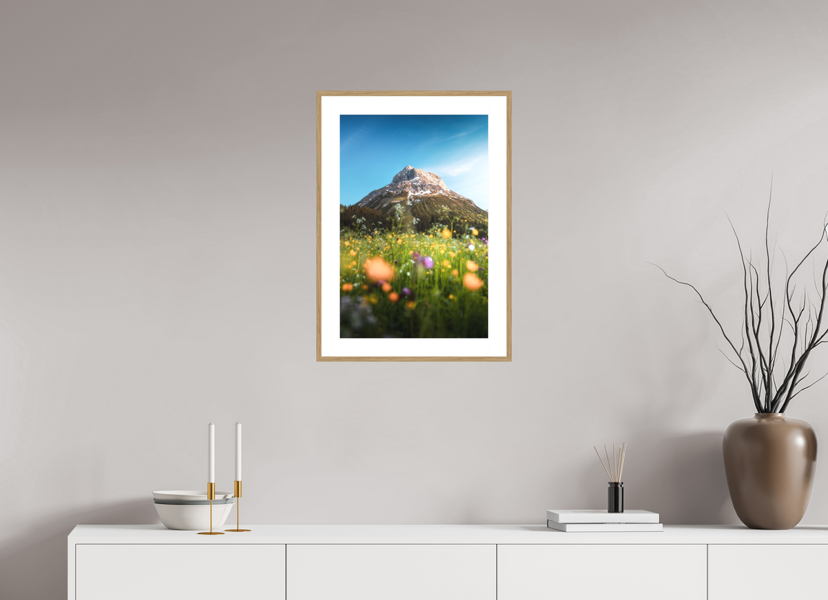40 x 60 cm, Rahmen-Holzoptik Omeshorn in the Sunset Glow, Lech