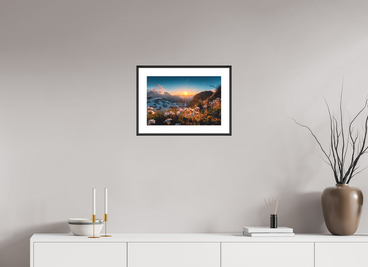 45 x 30 cm, Rahmen-Schwarz Sunset at the Madloch, Arlberg