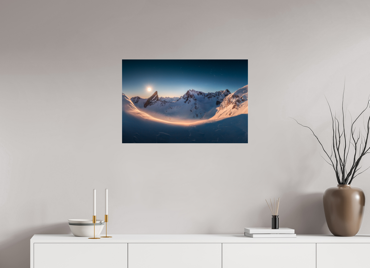 75 x 50 cm, Photo Print Under Acrylic Glass Full Moon at the Valluga, Arlberg