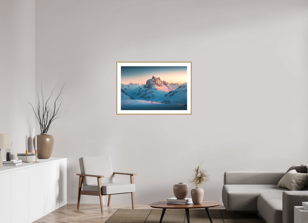 90 x 60 cm, Rahmen-Holzoptik Pateriol Alpenglow, Austria Alps