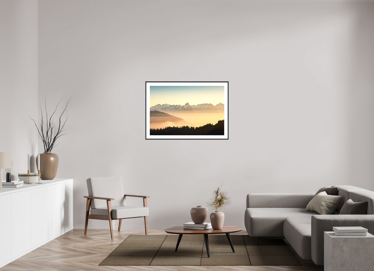 105 x 70 cm, Rahmen-Schwarz Zimba Above the Sea of Fog, Vorarlberg