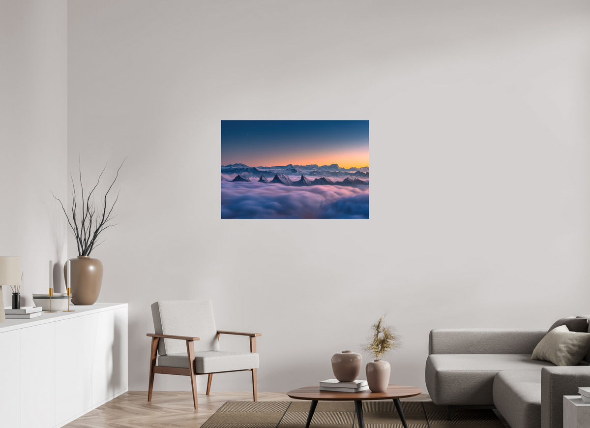 105 x 70 cm, Papierprint ohne Rahmen Peaks Above the Sea of Fog