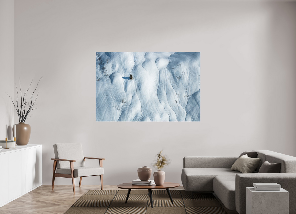 180 x 120 cm, Photo Print Under Acrylic Glass Lone Skier in the Snow Waves